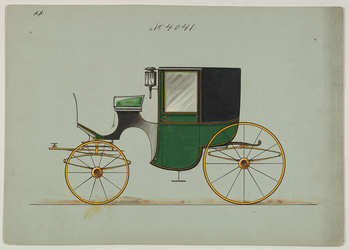 Design for Brougham, no. 4041, Brewster &amp; Co. (American, New York), Pen and black ink, watercolor and gouache with gum arabic 