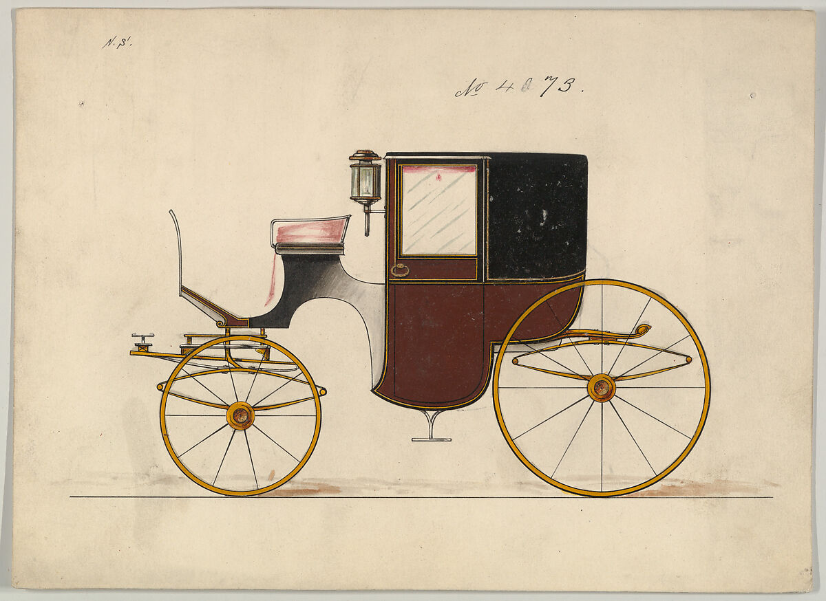 Design for Brougham, no. 4073, Brewster &amp; Co. (American, New York), Pen and black ink, watercolor and gouache with gum arabic and metallic ink 