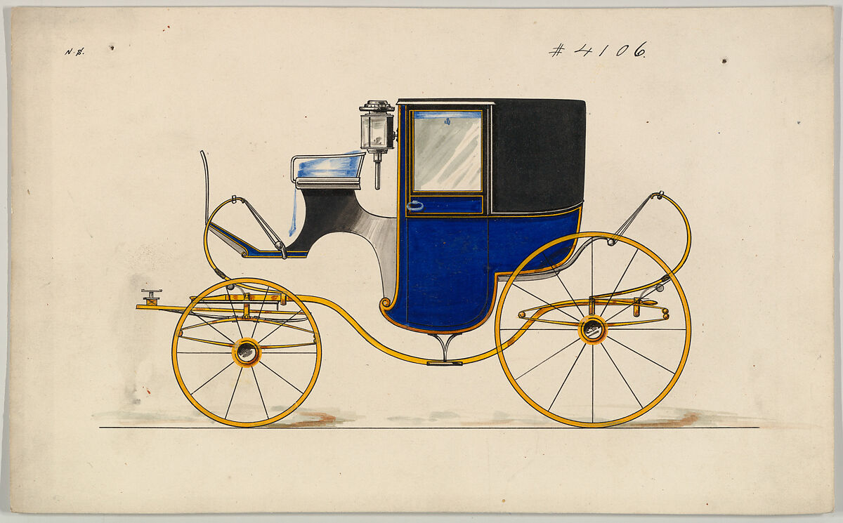 Design for D'Orsay/Brougham, no. 4106, Brewster &amp; Co. (American, New York), Pen and black ink, watercolor and gouache with gum arabic 