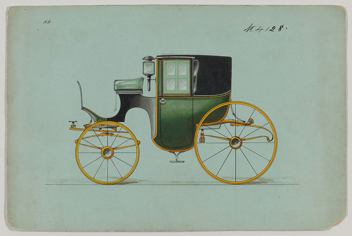 Design for Brougham, no. 4128, Brewster &amp; Co. (American, New York), Pen and black ink, watercolor and gouache 