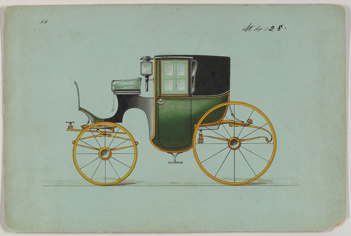 "Revolutionary " Brougham #4128, Brewster &amp; Co. (American, New York), Pen and black ink, watercolor and gouache
