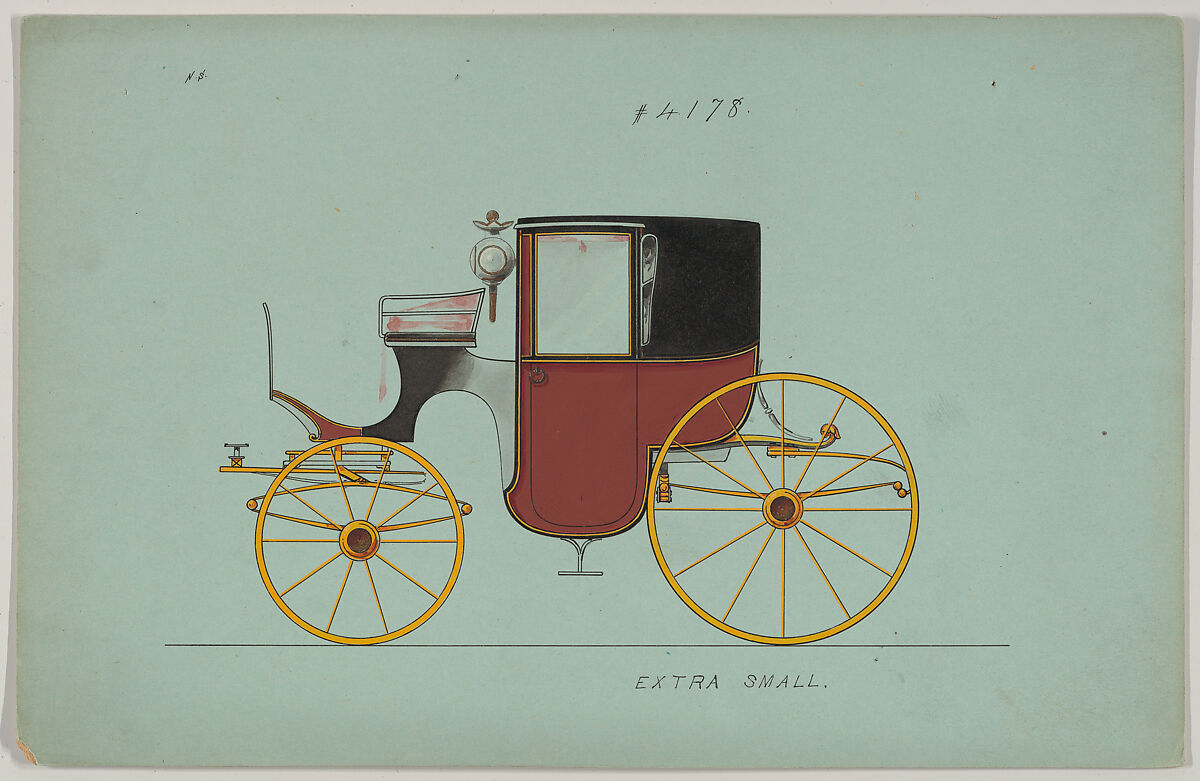 Design for Brougham, no. 4178, Brewster &amp; Co. (American, New York), Pen and black ink, watercolor and gouache 