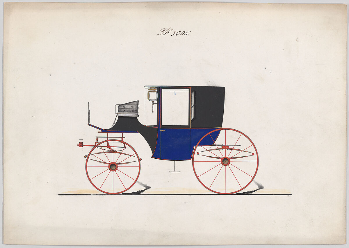 Design for Coupé, no. 3005, Brewster &amp; Co. (American, New York), Pen and black ink, watercolor and gouache with gum arabic and metallic ink 