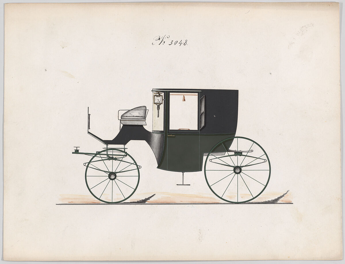 Design for Coupé, no. 3048, Brewster &amp; Co. (American, New York), Pen and black in, watercolor and gouache with gum arabic 