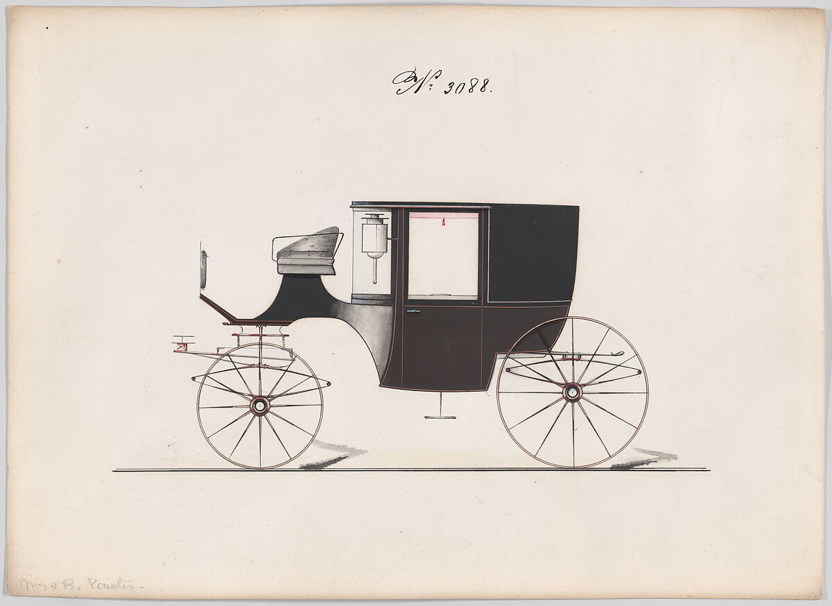 Design for Coupé, no. 3088, Brewster &amp; Co. (American, New York), Pen and black ink, watercolor and gouache with gum arabic 