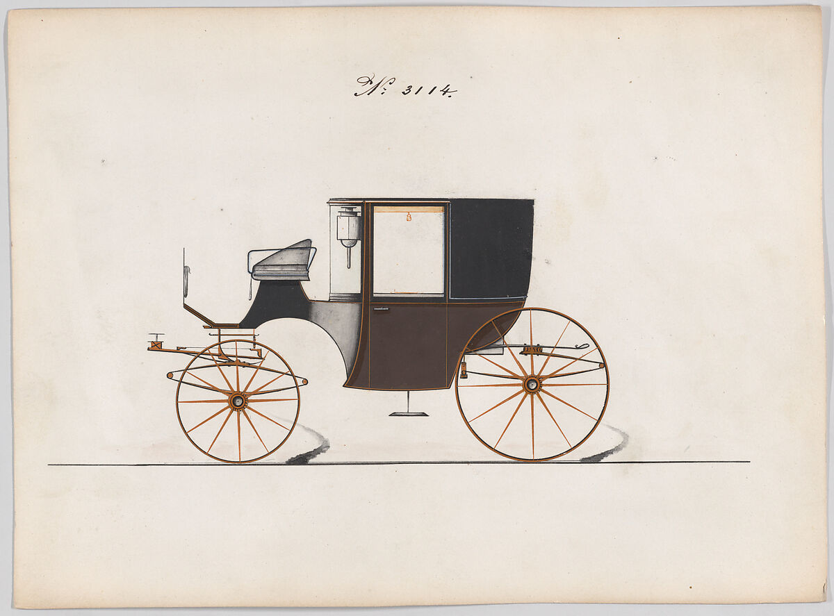 Design for Coupé, no. 3114, Brewster &amp; Co. (American, New York), Pen and black ink, watercolor and gouache with gum arabic 