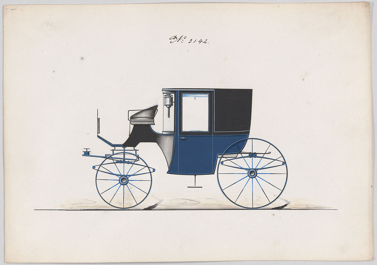 Design for Coupé, no. 3142, Brewster &amp; Co. (American, New York), Pen and black ink, watercolor and gouache 