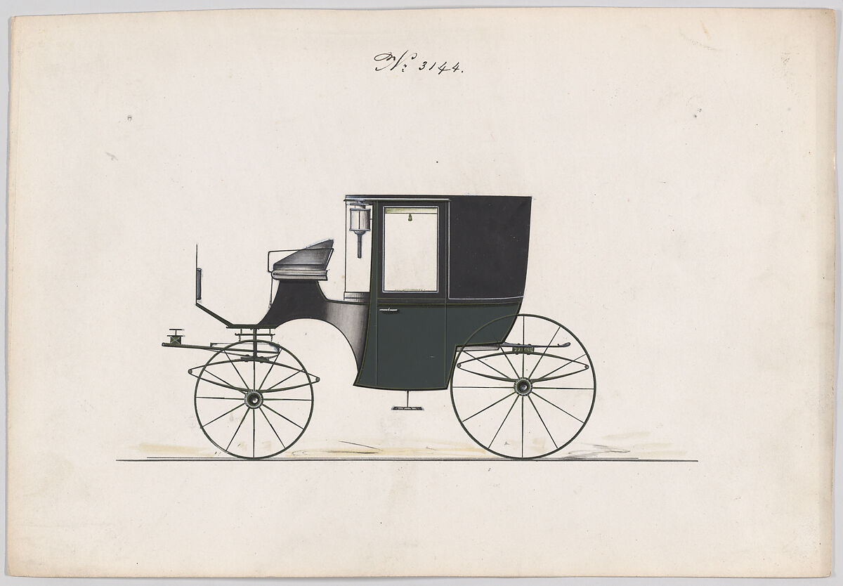 Design for Coupé, no. 3144, Brewster &amp; Co. (American, New York), Pen and black ink, watercolor and gouache with gum arabic 