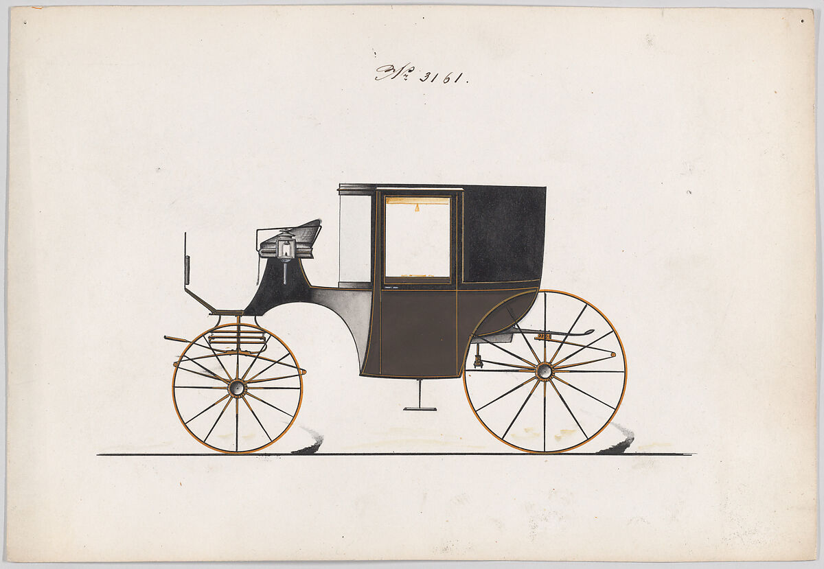Design for Coupé, no. 3161, Brewster &amp; Co. (American, New York), Pen and black ink, watercolor and gouache with gum arabic and metallic ink 