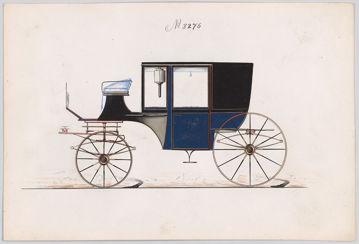 Design for Coupé, no. 3276, Brewster &amp; Co. (American, New York), Pen and black ink, watercolor and gouache with gum arabic and metallis ink 