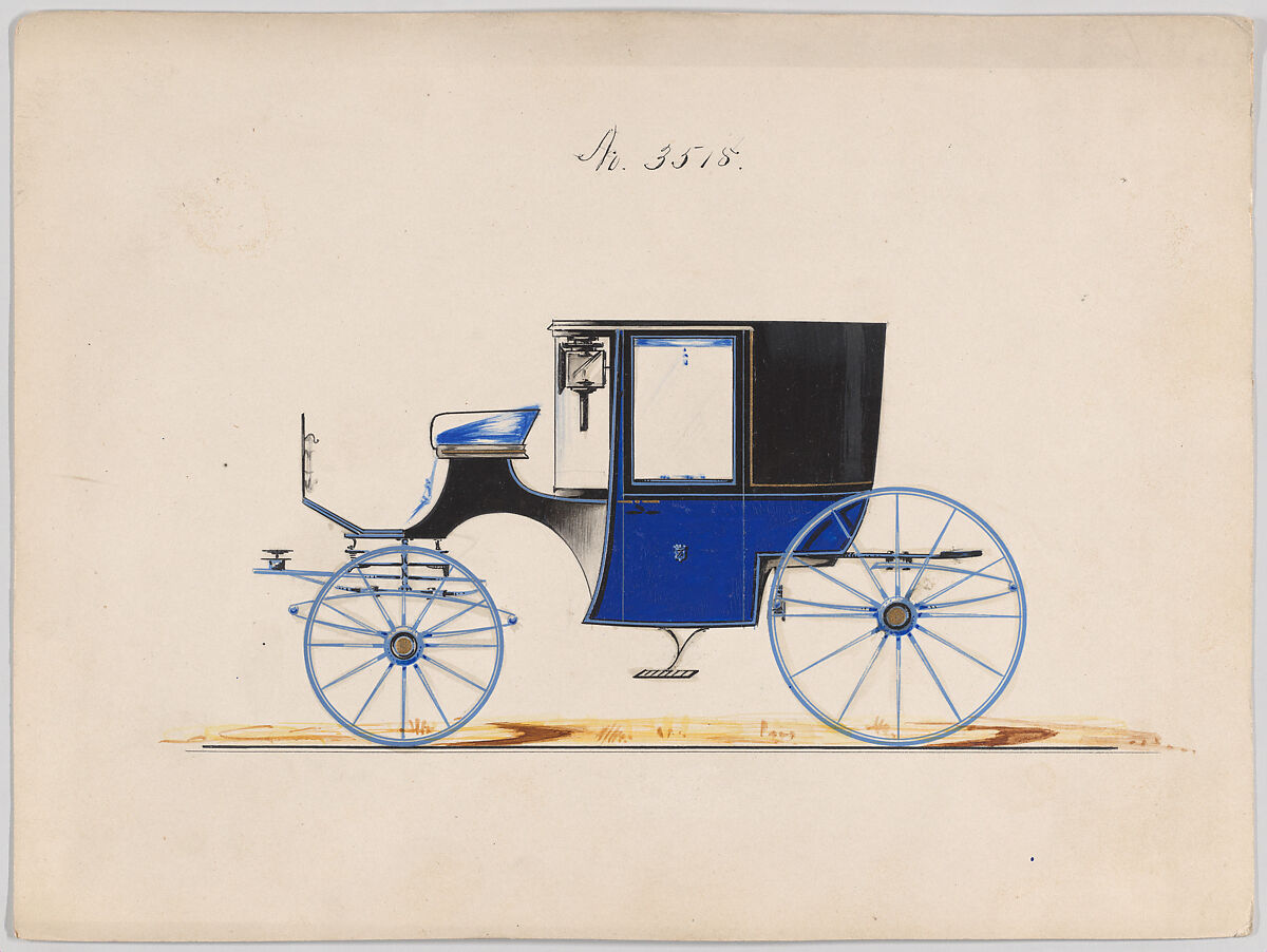 Design for Coupé, no. 3515, Brewster &amp; Co. (American, New York), Pen and black ink, watercolor and gouache with gum arabic and metallic ink 