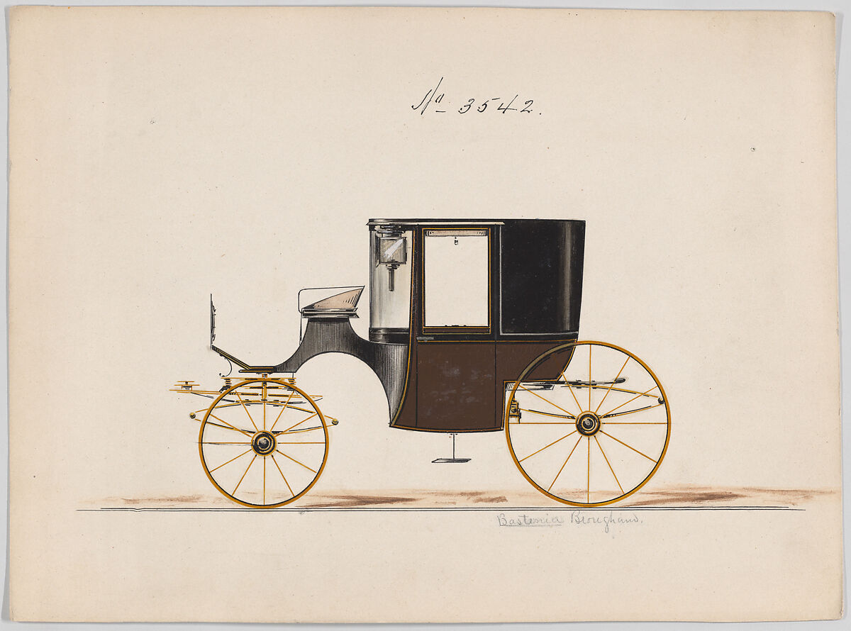 Design for Coupé, no. 3542, Brewster &amp; Co. (American, New York), Pen and black ink, watercolor and gouache with gum arabic and metallic ink 