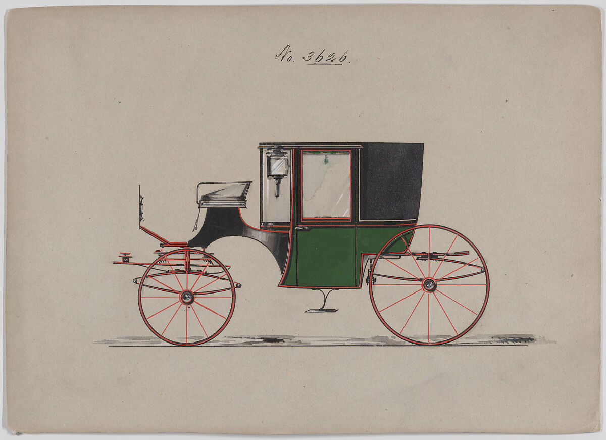 Design for Coupé, no. 3625, Brewster &amp; Co. (American, New York), pen and black ink, watercolor and gouache with gum arabic 