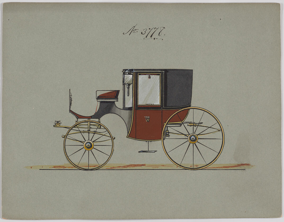 Design for Coupé, no. 3778, Brewster &amp; Co. (American, New York), Pen and black ink, watercolor and gouache with gum arabic 