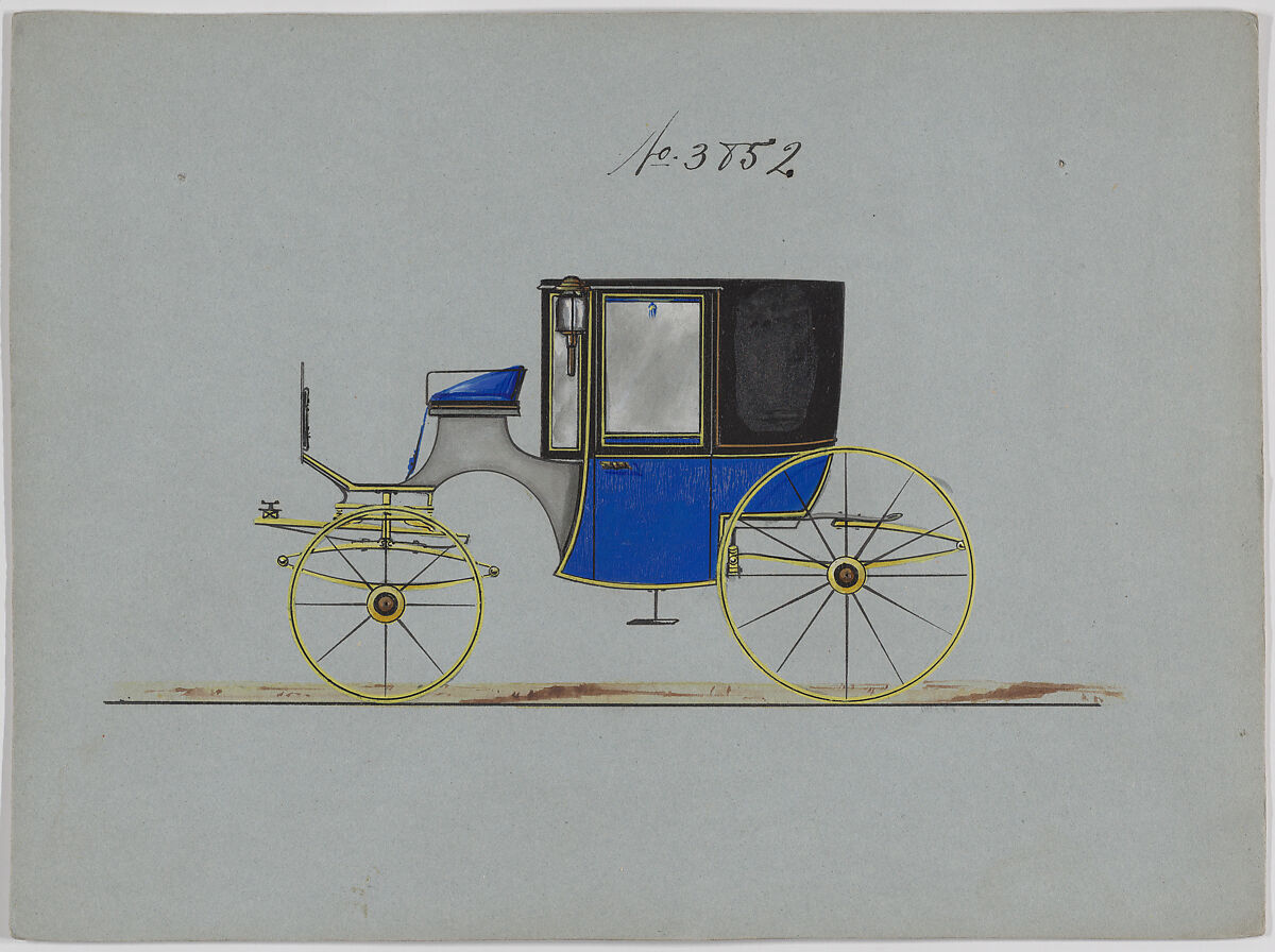 Design for Coupé, no. 3852, Brewster &amp; Co. (American, New York), Pen and black ink, watercolor and gouache with gum arabic 