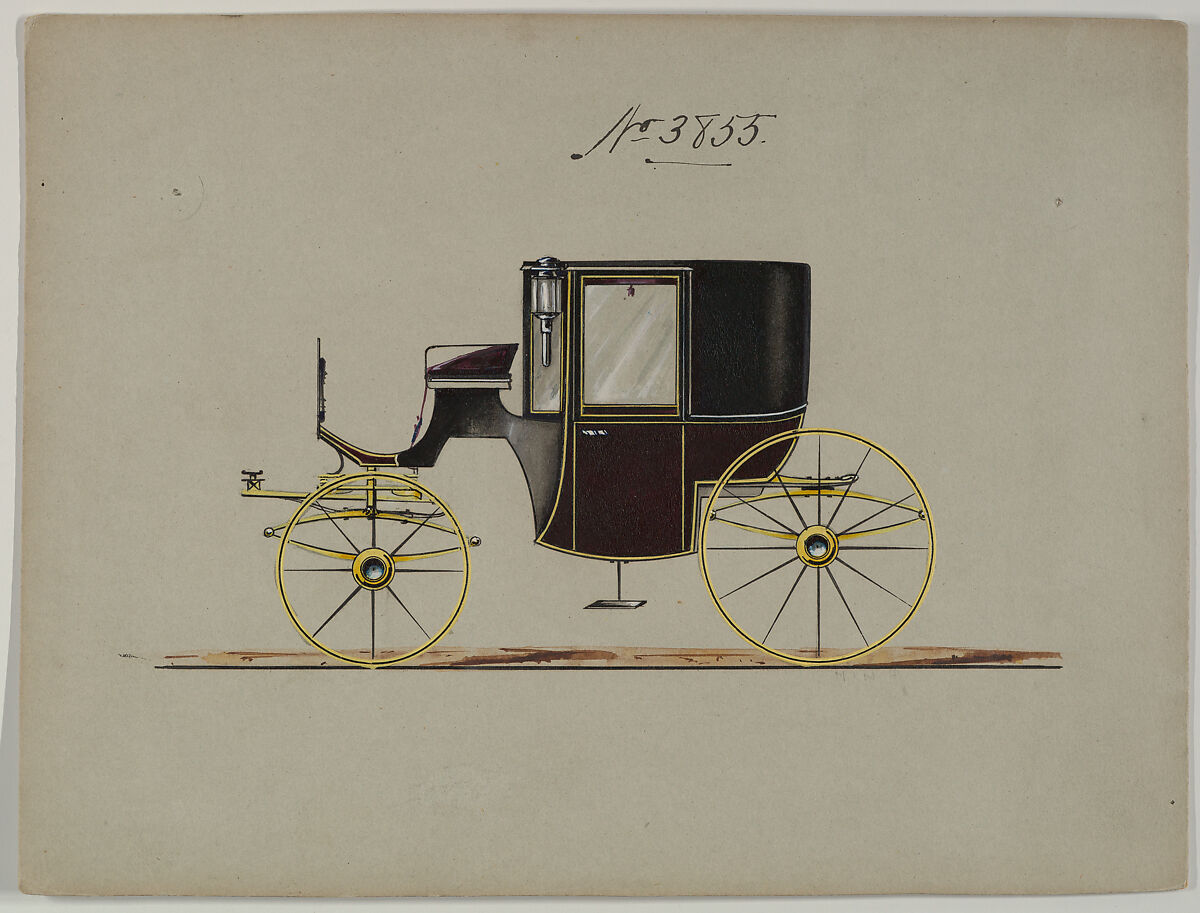 Design for Coupé, no. 3855, Brewster &amp; Co. (American, New York), Pen and black ink, watercolor and gouache with gum arabic 