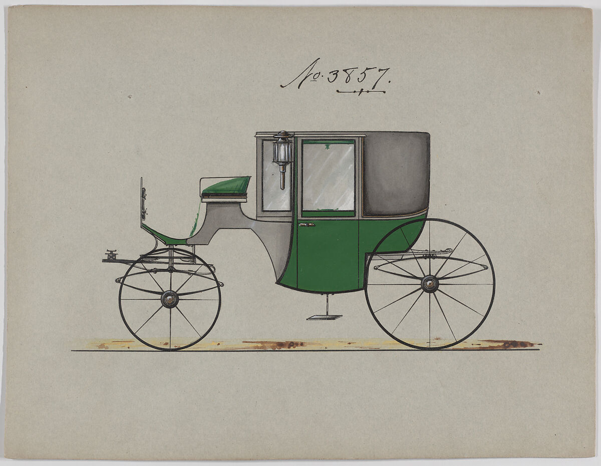 Design for Coupé, no. 3857, Brewster &amp; Co. (American, New York), Pen and black ink, watercolor and gouache with gum arabic 