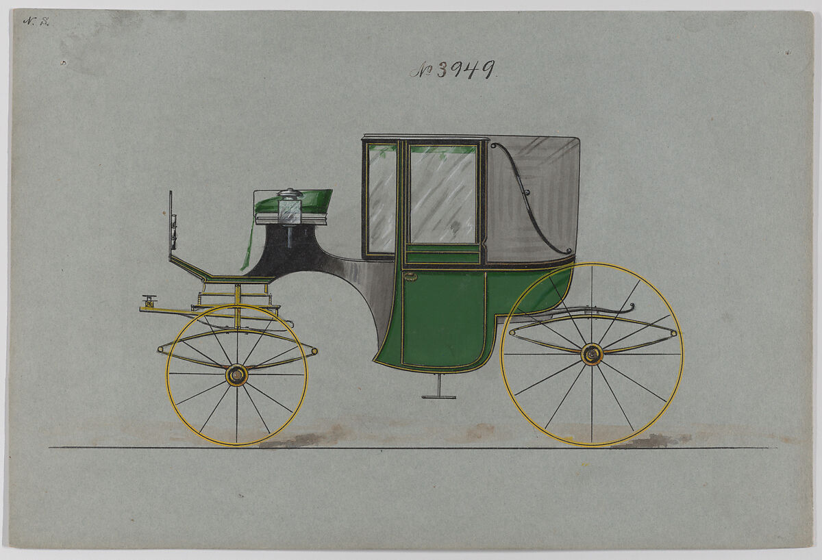 Design for Coupé, no. 3949, Brewster &amp; Co. (American, New York), Pen and black ink, watercolor and gouache with gum arabic. 