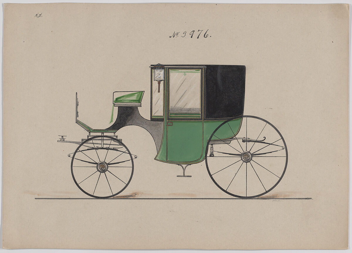 Design for Coupé, no. 3976, Brewster &amp; Co. (American, New York), Pen and black ink, watercolor and gouache with gum arabic 