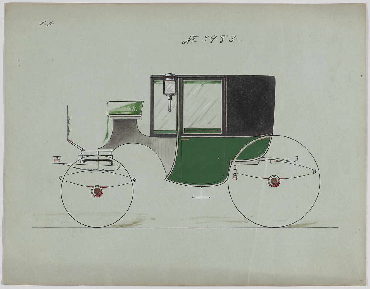 Design for Coupé, no. 3983, Brewster &amp; Co. (American, New York), Pen and black ink, watercolor and gouache with gum arabic and metallic ink 