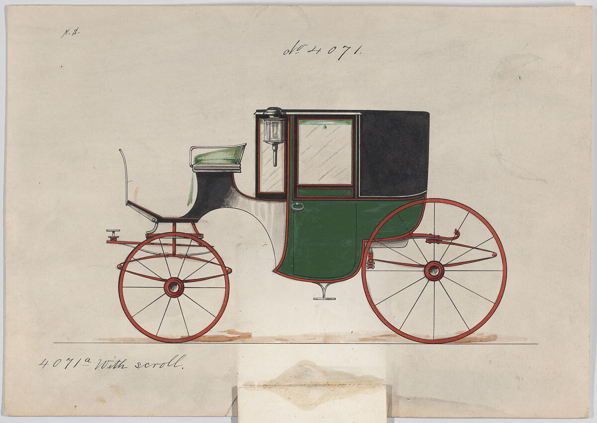 Coupé #4071, Brewster &amp; Co. (American, New York), Pen and black ink, watercolor and gouache with gum arabic