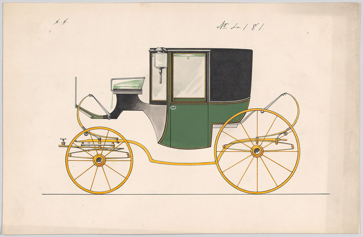 Design for Coupé, no. 4181, Brewster &amp; Co. (American, New York), Pen and black ink, watercolor and gouache 