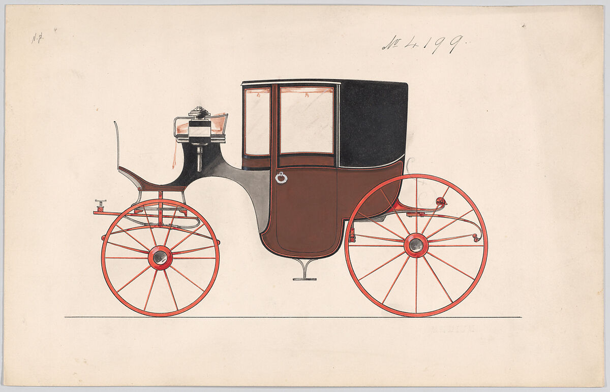 Design for Coupé, no. 4199, Brewster &amp; Co. (American, New York), pen and black ink, watercolor and gouache 