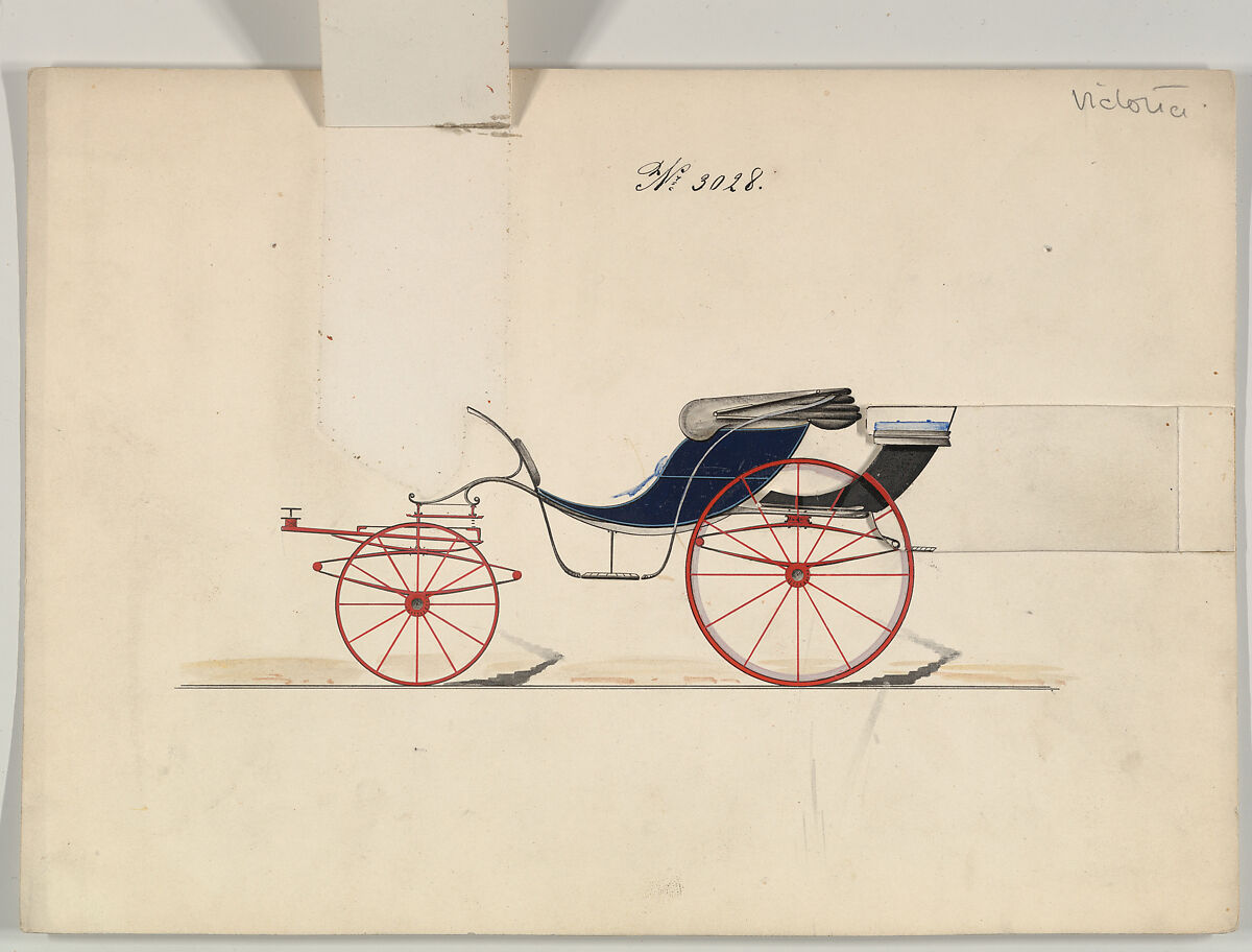 Victoria #3028, Brewster &amp; Co. (American, New York), Pen and black ink, watercolor and gouache with gum arabic