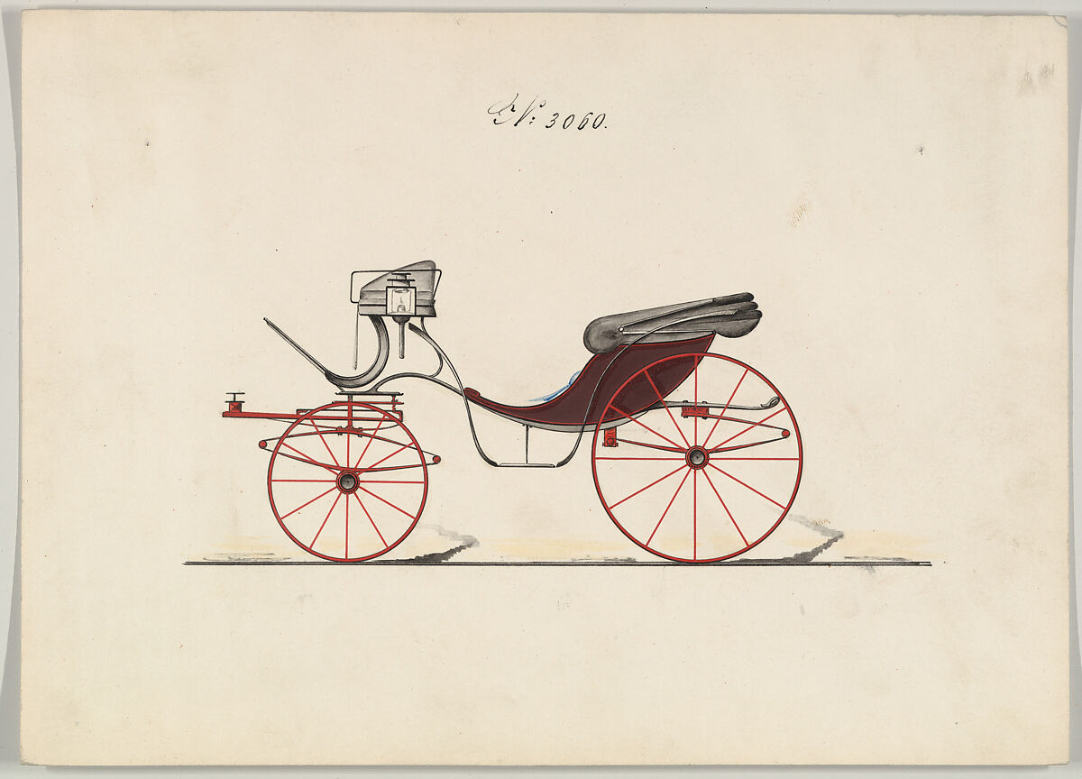 Cabriolet  #3060, Brewster &amp; Co. (American, New York), Pen and black ink, watercolor and gouache with gum arabic 