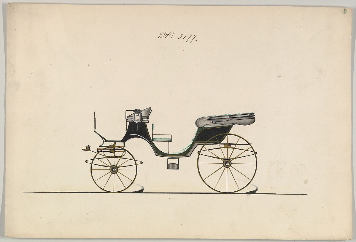Cabriolet #3177, Brewster &amp; Co. (American, New York), Pen and black ink, watercolor and gouache with gum arabic 