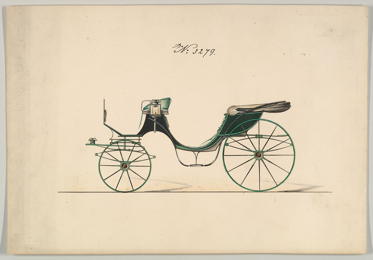 Design for Cabriolet or Victoria, no. 3279, Brewster &amp; Co. (American, New York), Watercolor and ink 