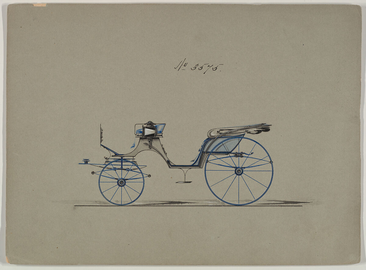 Design for Cabriolet or Victoria, no. 3575, Brewster &amp; Co. (American, New York), Pen black ink, water color and gouache 