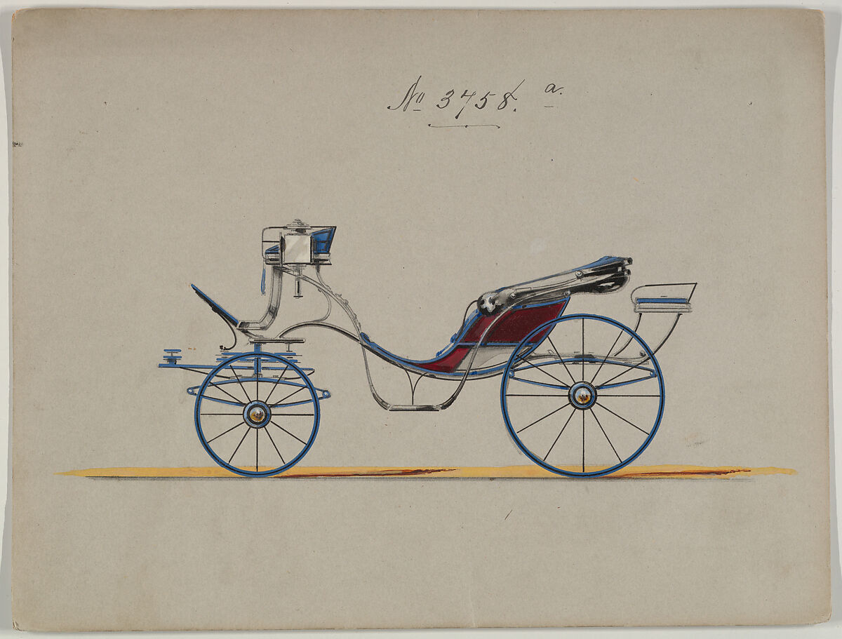 Design for Cabriolet or Victoria, no. 3758a, Brewster &amp; Co. (American, New York), Watercolor and ink 