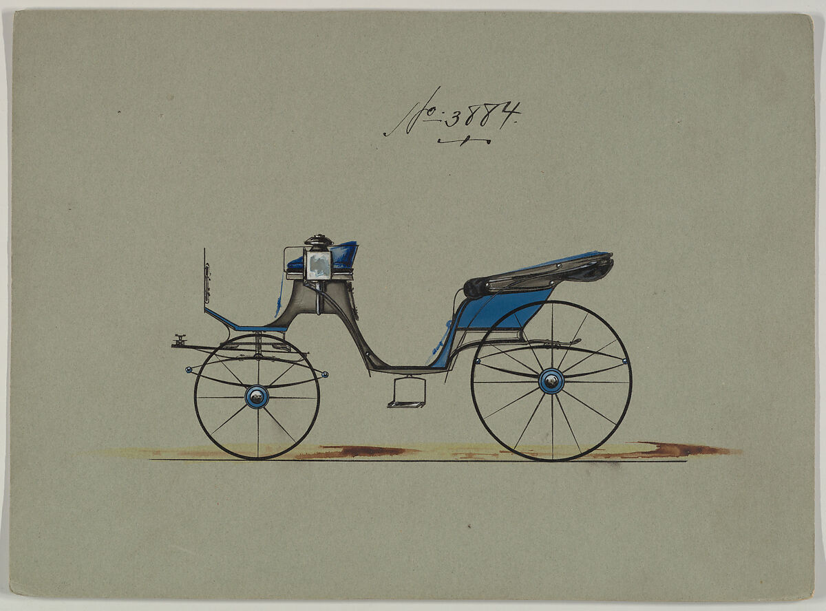 Design for Cabriolet or Victoria, no. 3884, Brewster &amp; Co. (American, New York), Pen and black ink, watercolor and gouache with gum arabic 