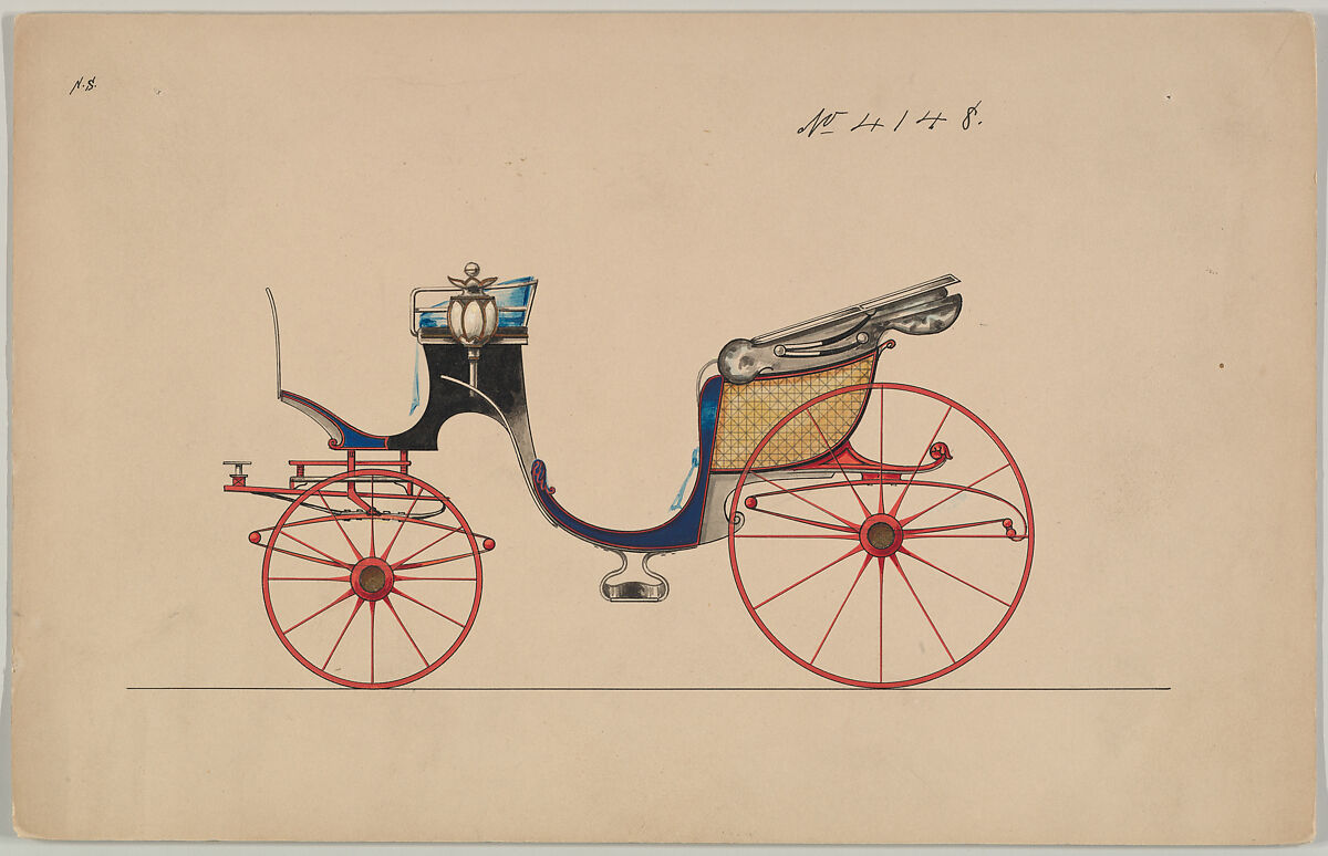 Cabriolet # 4148, Brewster &amp; Co. (American, New York), Pen and black ink, watercolor and gouache with gum arabic and metallic ink 