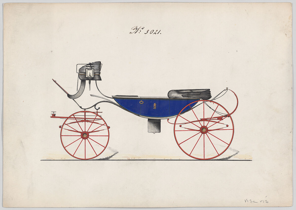 Design for Vis-à-vis, no. 3021, Brewster &amp; Co. (American, New York), Pen and black ink, watercolor and gouache 