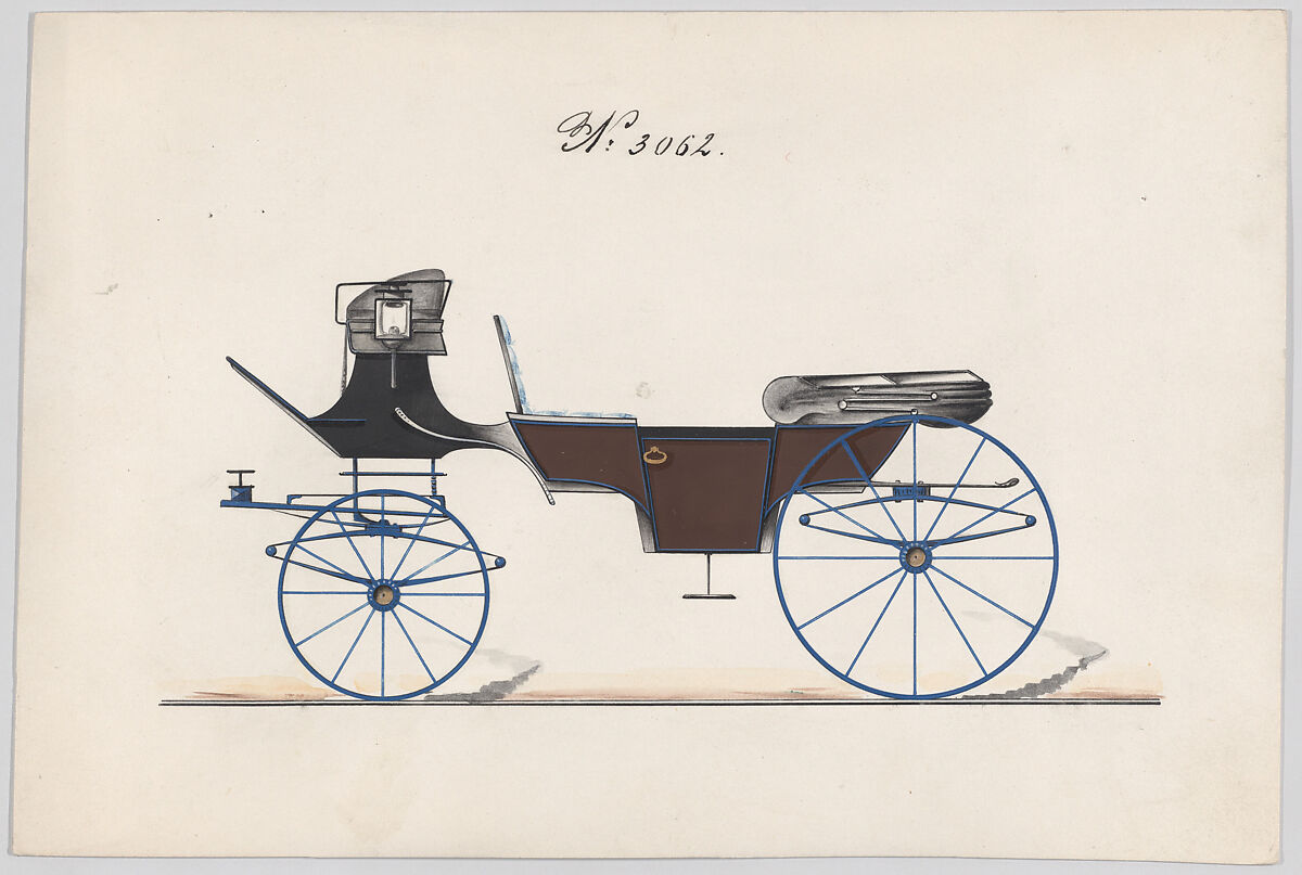 Vis-à-vis/Brett  #3062, Brewster &amp; Co. (American, New York), Pen and black ink, watercolor and gouache with gum arabic with metallic ink 