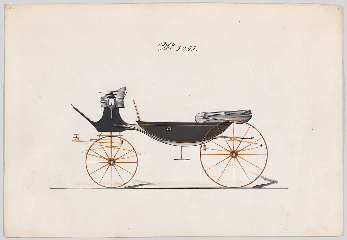 Vis-à-vis/Brett #3093, Brewster &amp; Co. (American, New York), pen and black ink, watercolor and gouache with gum arabic 