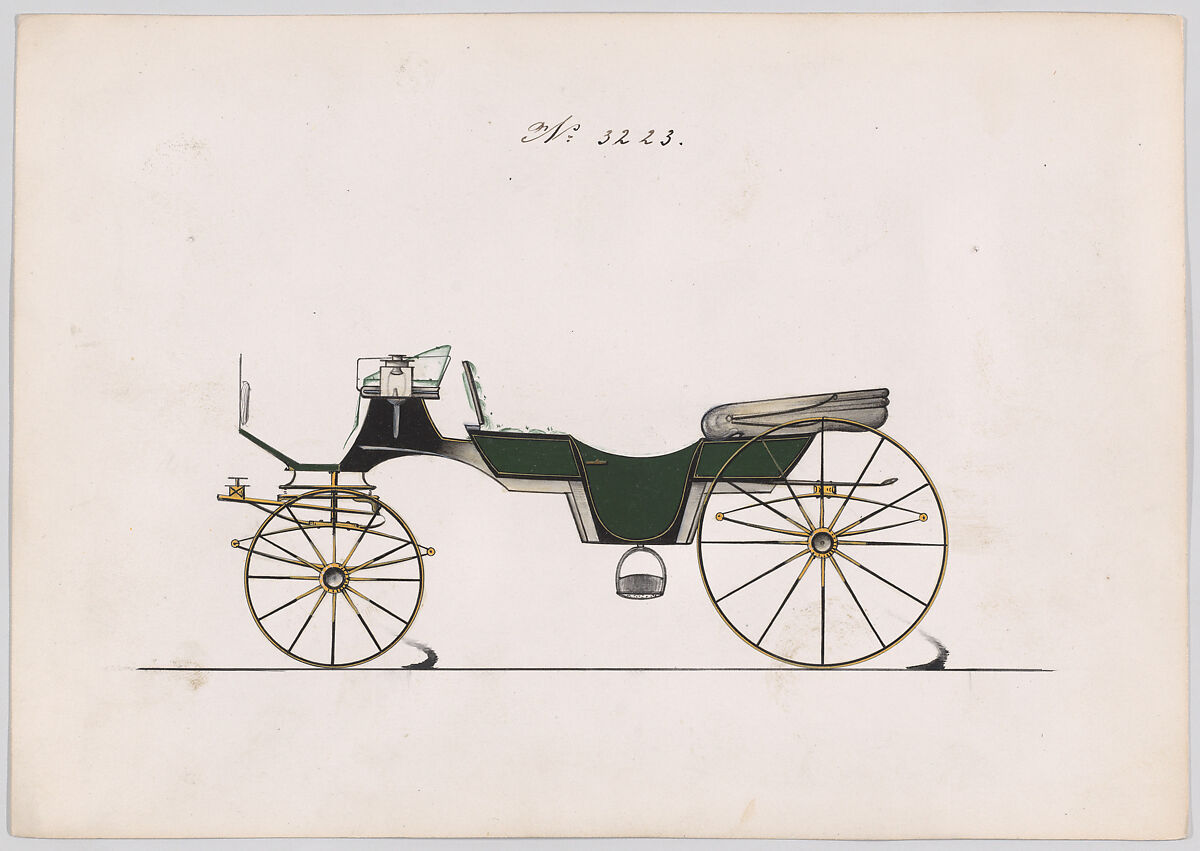 Vis-à-vis/Brett #3223, Brewster &amp; Co. (American, New York), Pen and black ink, watercolor and gouache with gum arabic 