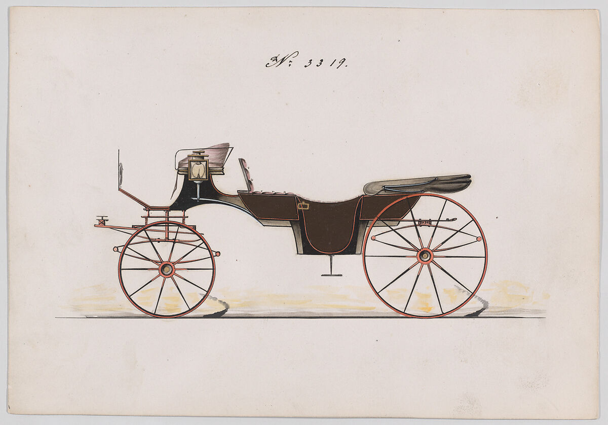 Vis-à-vis/ Brett #3319, Brewster &amp; Co. (American, New York), Pen and black ink, watercolor and gouache with gum arabic and metallic ink 