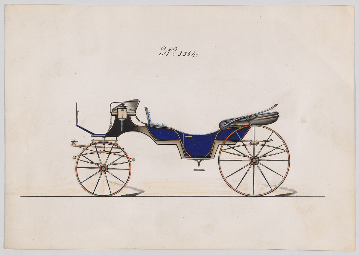 Vis-à-vis #3364, Brewster &amp; Co. (American, New York), Pen and black ink, watercolor and gouache with gum arabic 
