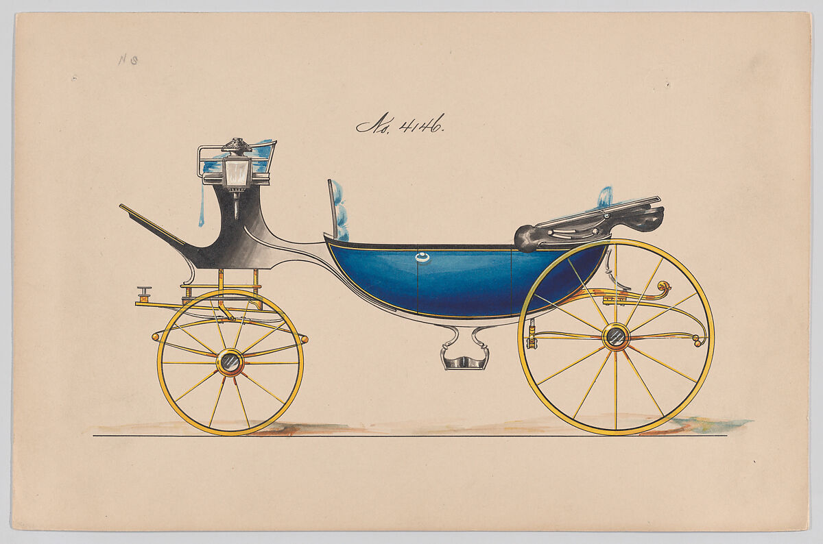 Design for Vis-à-vis, no. 4146, Brewster &amp; Co. (American, New York), Pen and black ink watercolor and gouache with gum arabic 