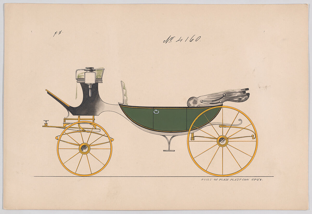 Design for Vis-à-vis, no. 4160, Brewster &amp; Co. (American, New York), Pen and black ink, watercolor and gouache 