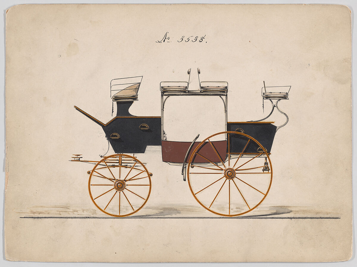 Open Coach #3538, Brewster &amp; Co. (American, New York), Pen and black ink, watercolor and gouache with gum arabic