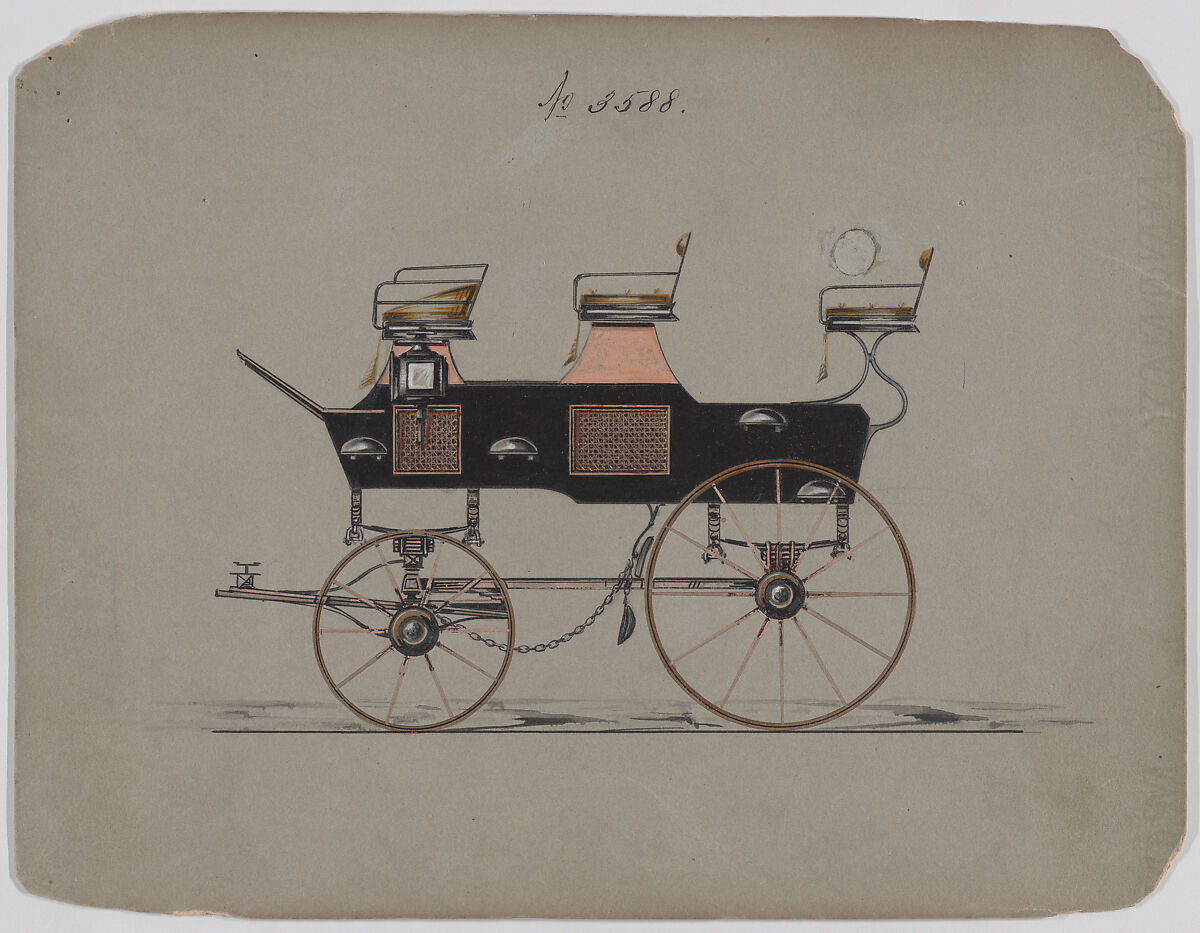 Roof Seat Break #3588, Brewster &amp; Co. (American, New York), Pen and black ink, watercolor and gouache with gum arabic. 