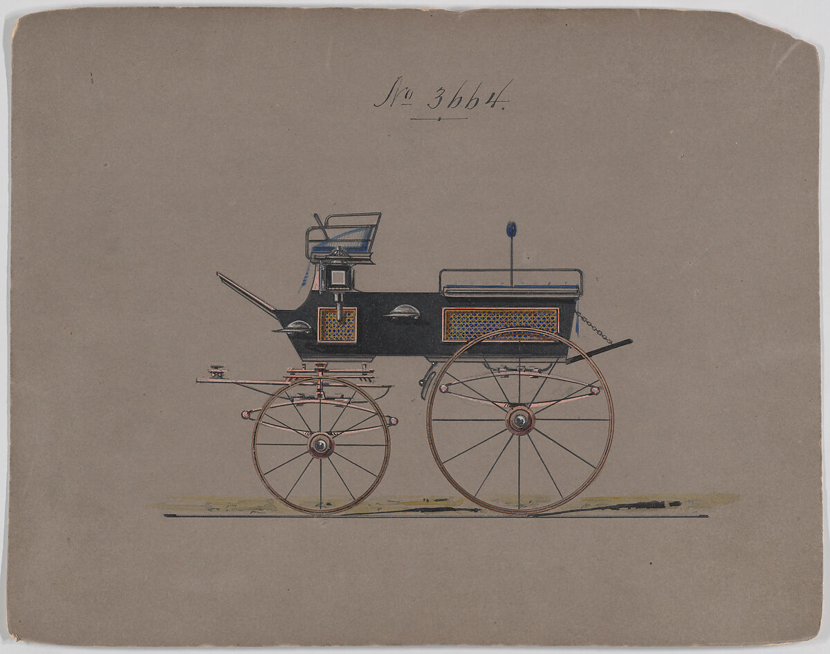 Design for Wagonette (?), no. 3664, Brewster &amp; Co. (American, New York), Pen and black ink, watercolor and gouache with gum arabic 