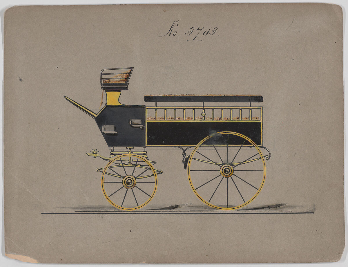 Design for Wagonette Break, no. 3703, Brewster &amp; Co. (American, New York), Pen and black ink, watercolor and gouache with gum arabic 