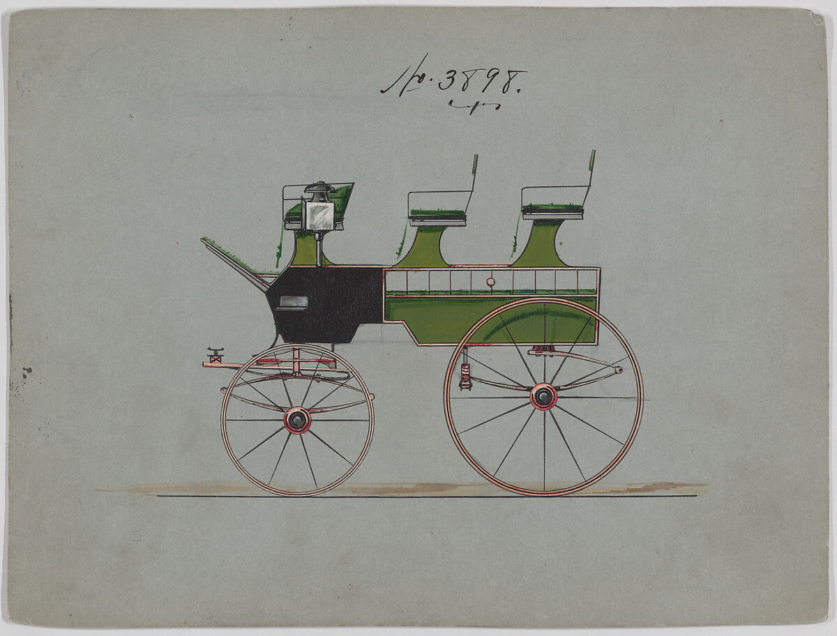 Roof Seat Break #3898, Brewster &amp; Co. (American, New York), Pen and black ink, watercolor and gouache with gum arabic 