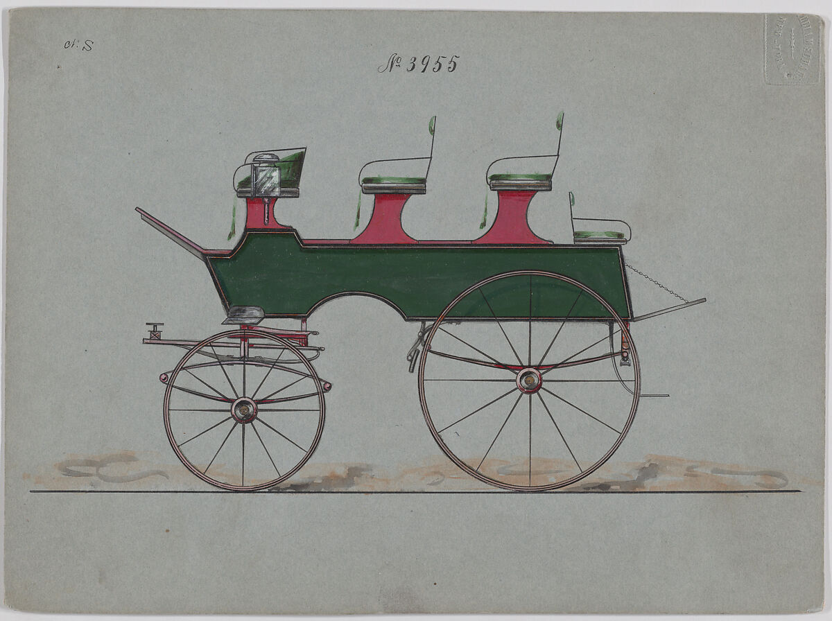 Roof Seat Break #3955, Brewster &amp; Co. (American, New York), Pen and black ink, watercolor and gouache with gum arabic 