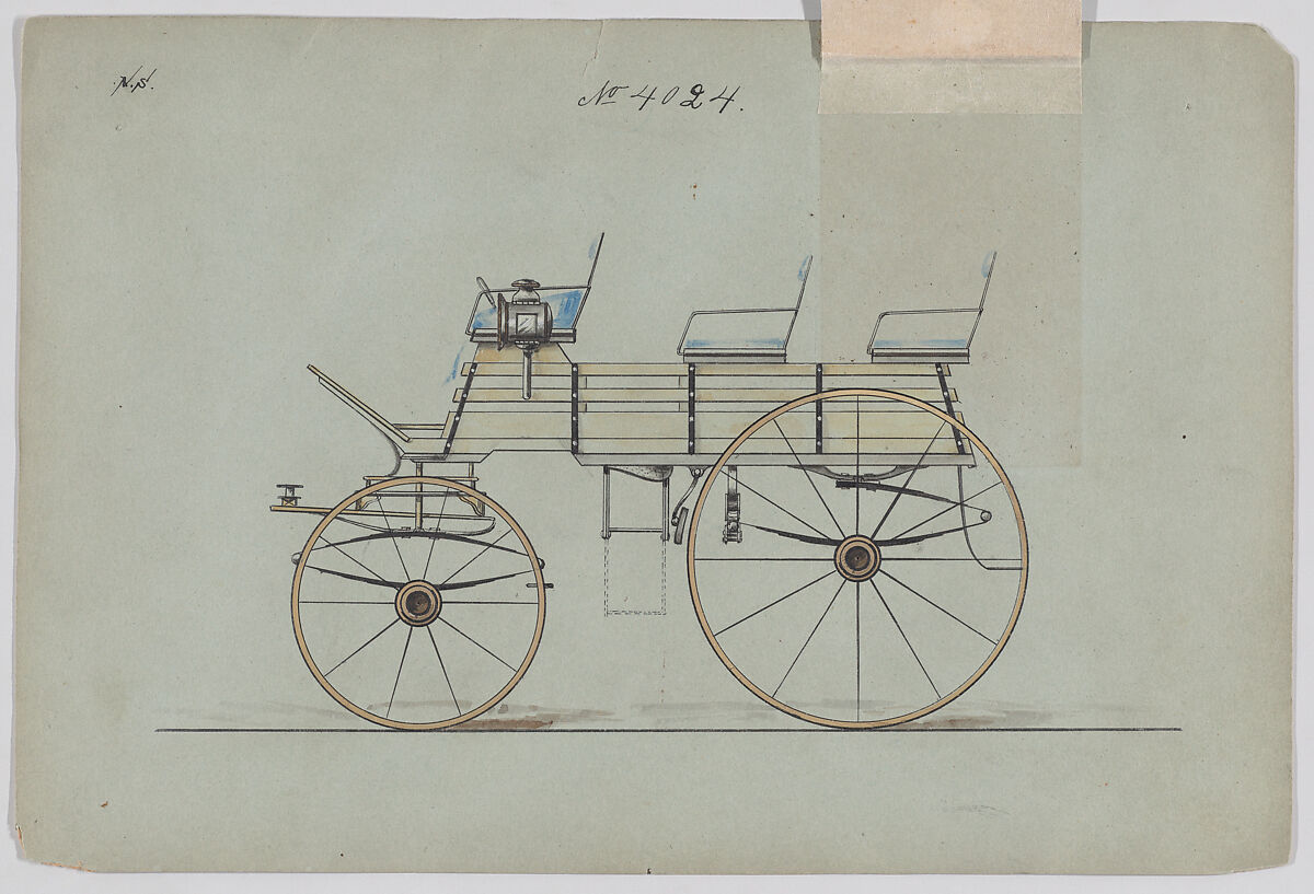 Slat-Side Break #4024, Brewster &amp; Co. (American, New York), Pen and black ink, watercolor and gouache with metallic ink